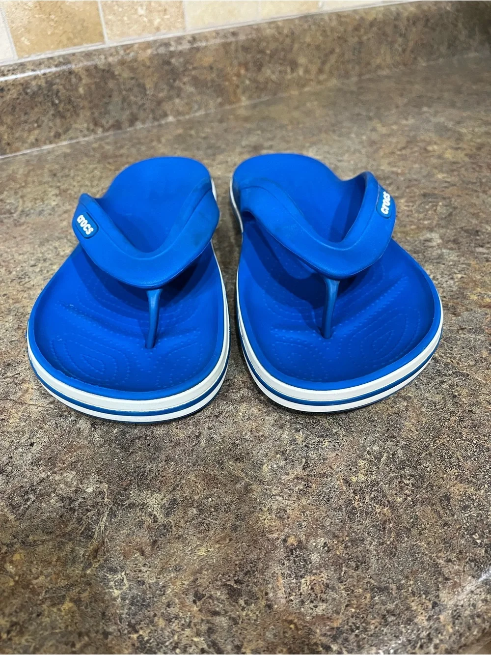Crocs Bayaband Flip Men’s Size 11 Blue White Sandals – Style 205393 Summer Beach